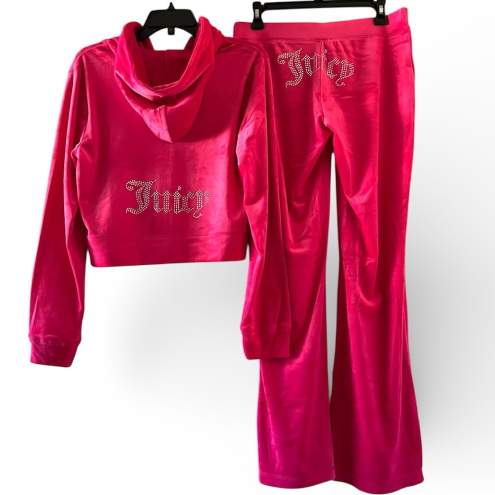 JUICY COUTURE OG BIG BLING VELOUR HOODIE AND TRACK PANTS SET